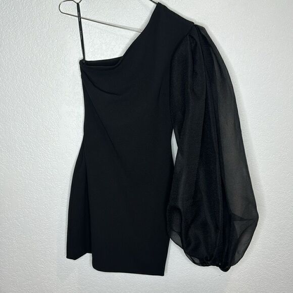 New Solace London Iona Black One Sleeve Mini Dress Size 4 - Picture 2 of 16